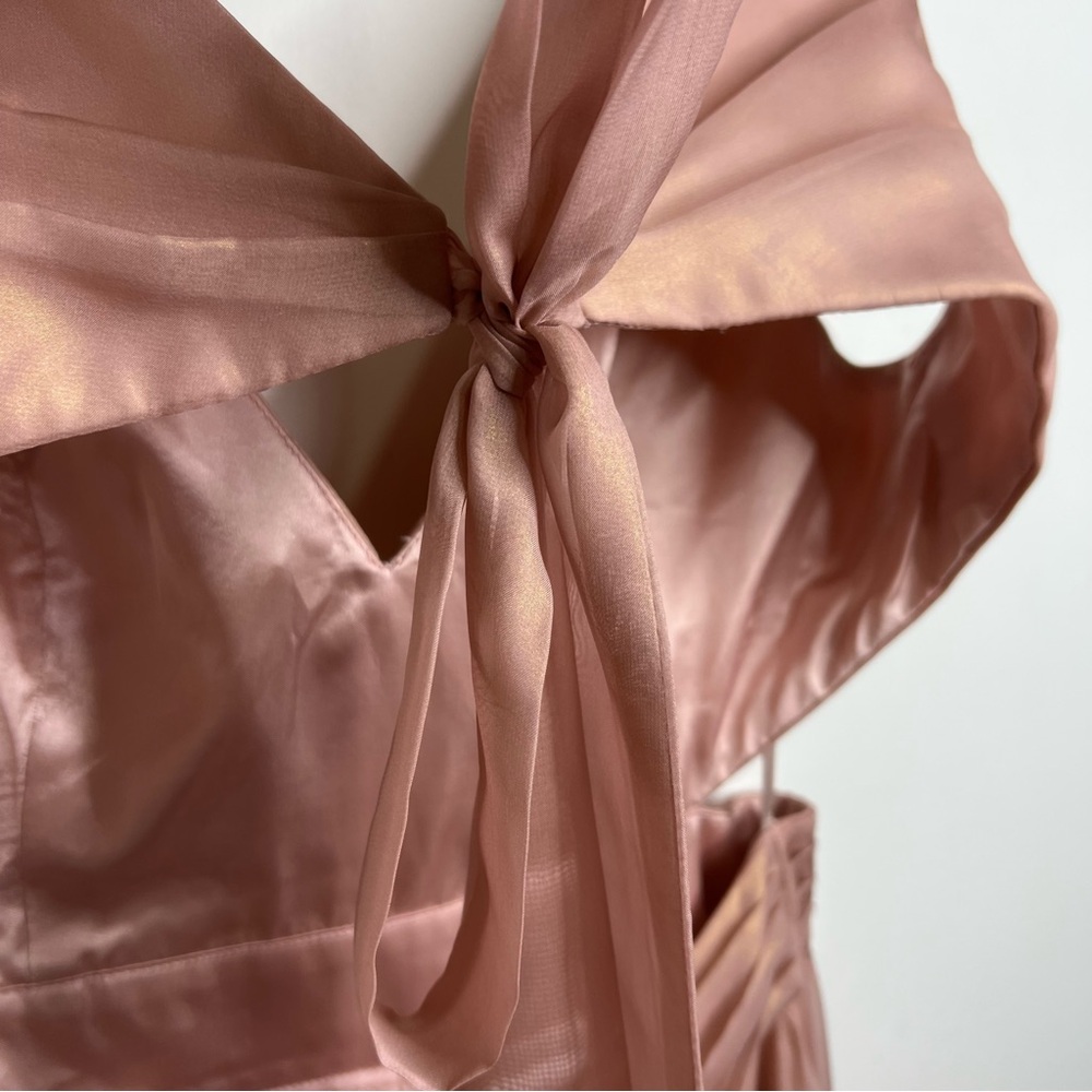 Mac Duggal Cut Out High Low Ruffle Gown NWT Size 12 Formal Dress Rose Gold - Picture 17 of 17